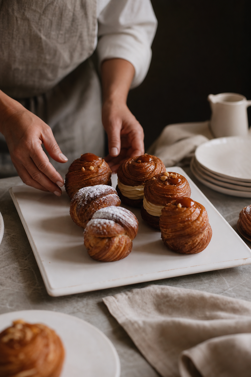 Croissant bake cooling on a kitchen table